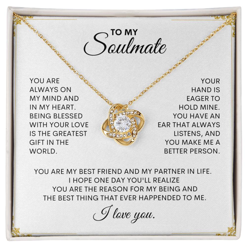 To My Soulmate | I Love You - Love Knot Necklace