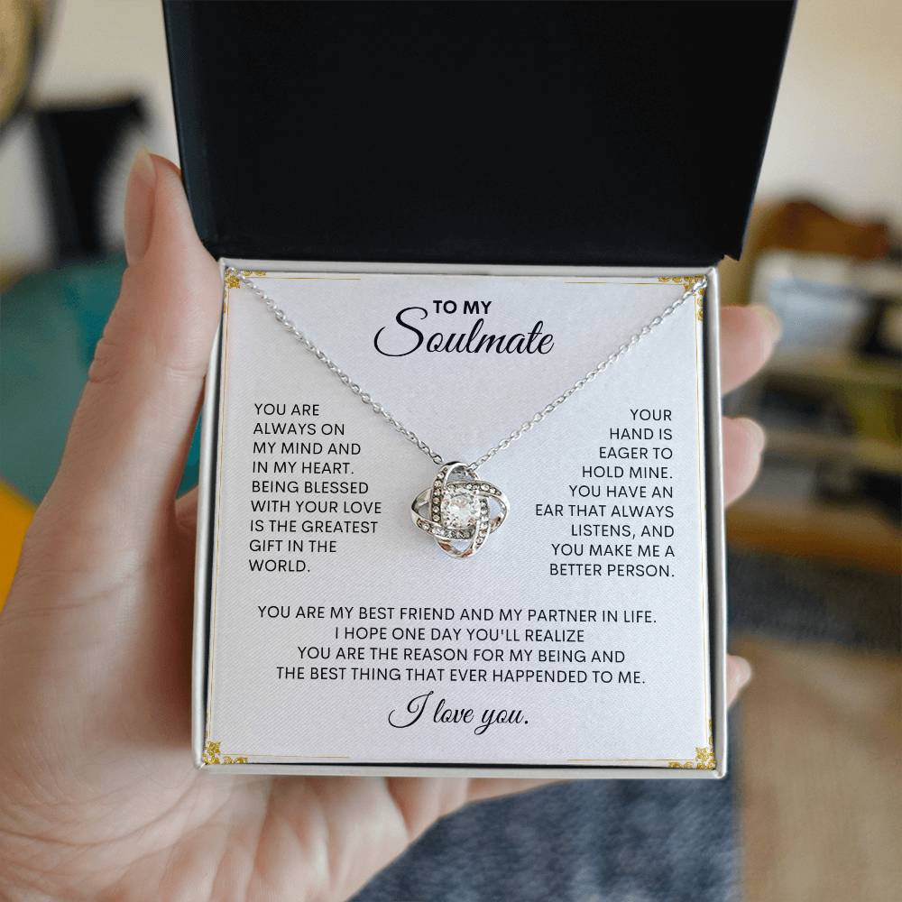 To My Soulmate | I Love You - Love Knot Necklace
