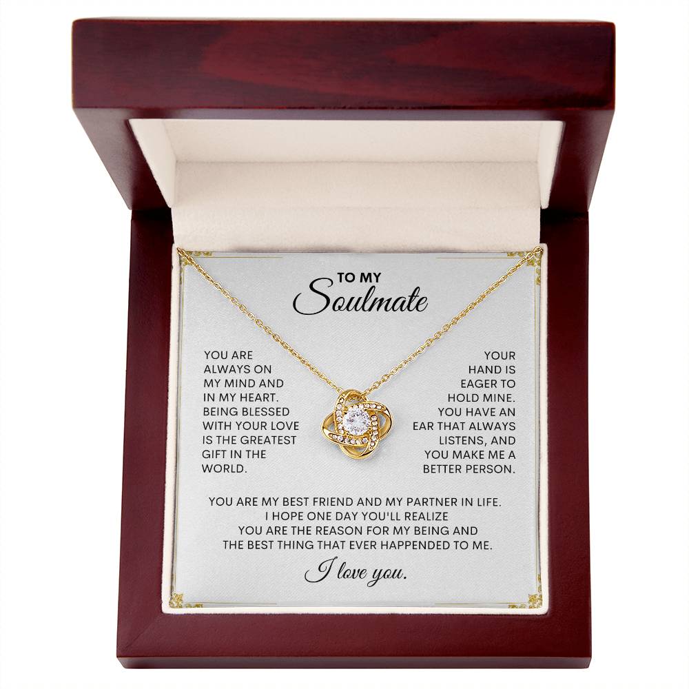 To My Soulmate | I Love You - Love Knot Necklace