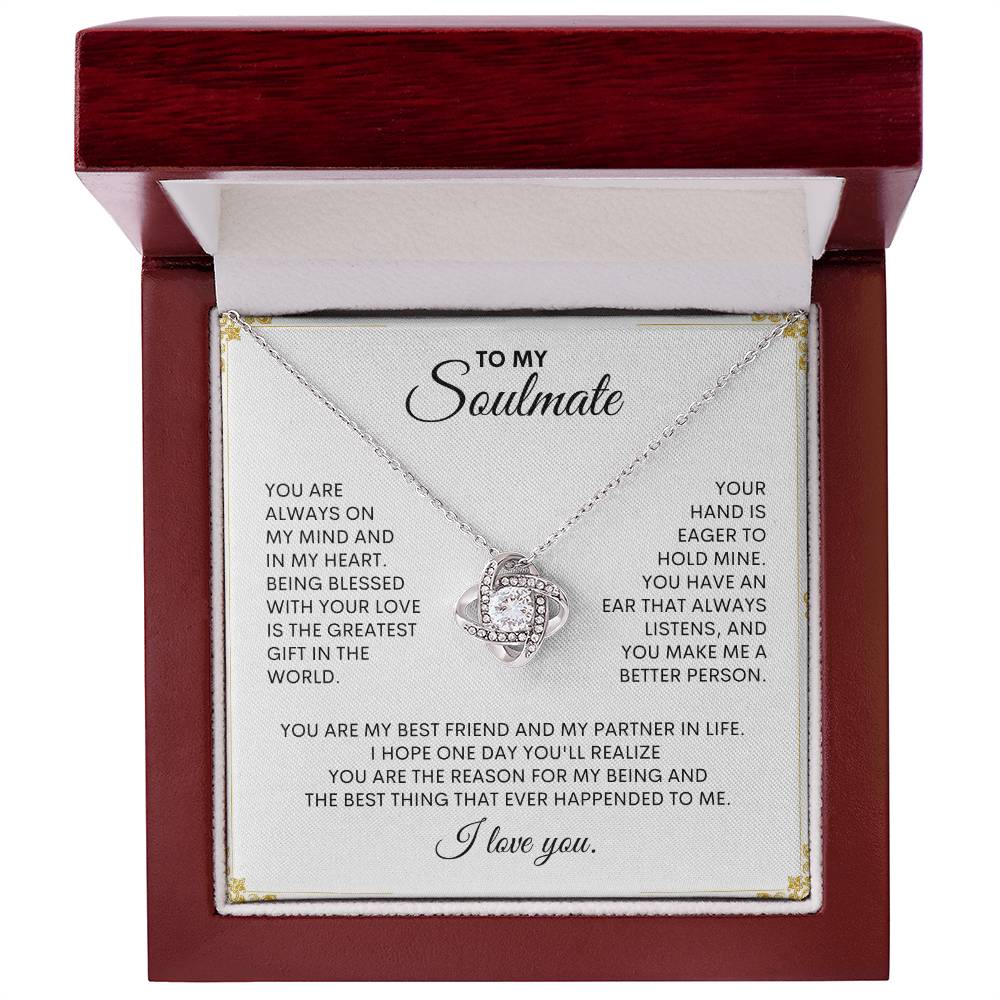 To My Soulmate | I Love You - Love Knot Necklace