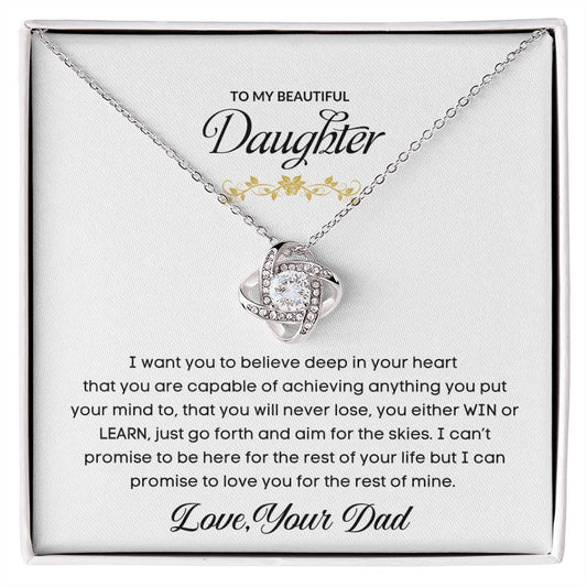To My Beautiful Daughter | Love You For The Rest Of Mine - Love Knot Necklace